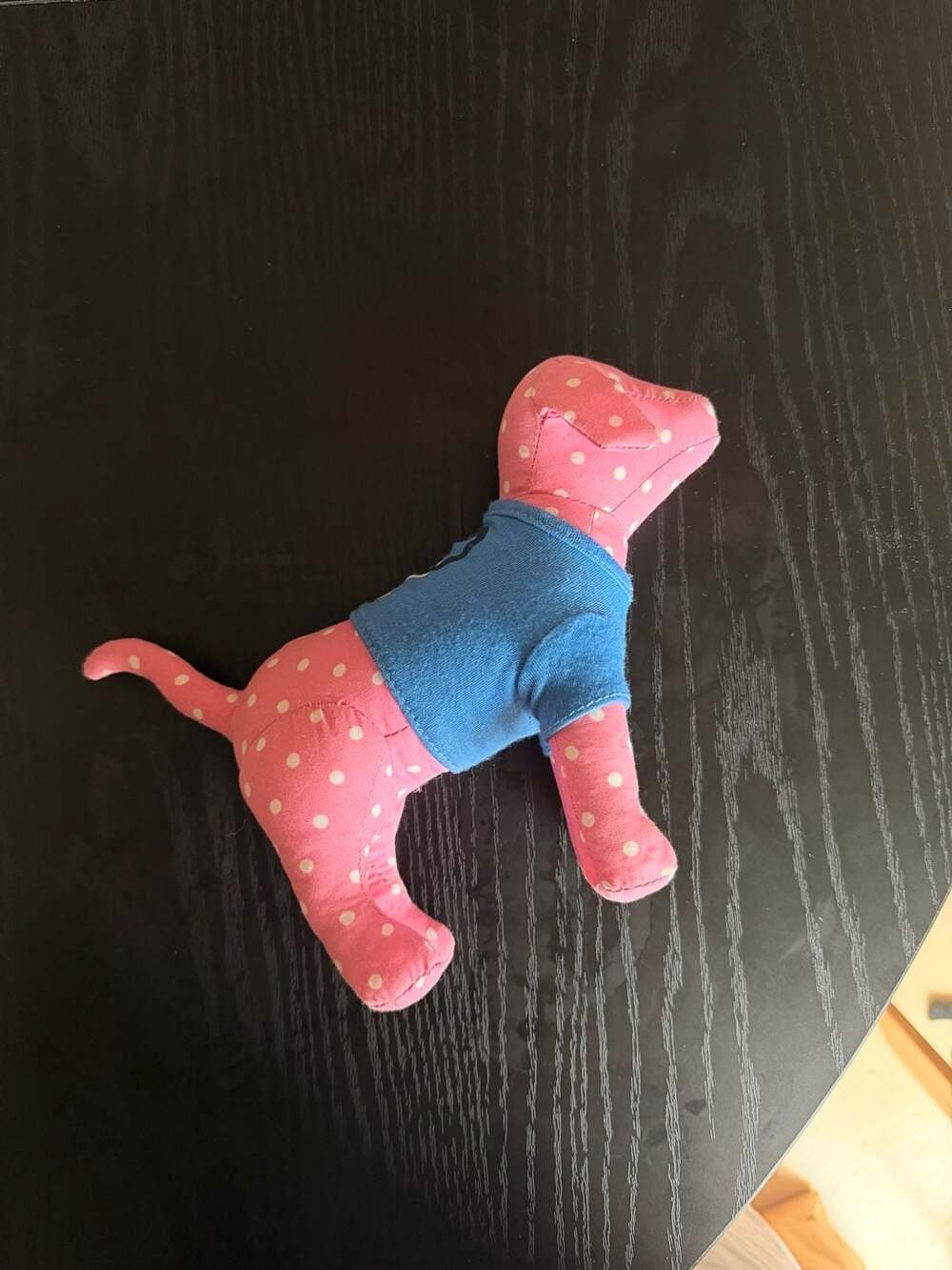 Victoria's Secret PINK Plush Dog Pink White Polka Dot with Blue T-Shirt